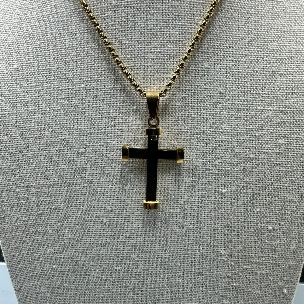 3/$30 Pendant Necklace Gold Tone Stainless Steel Chain Religious Faith